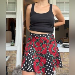 Minkpink rose & polka dot pleated skirt